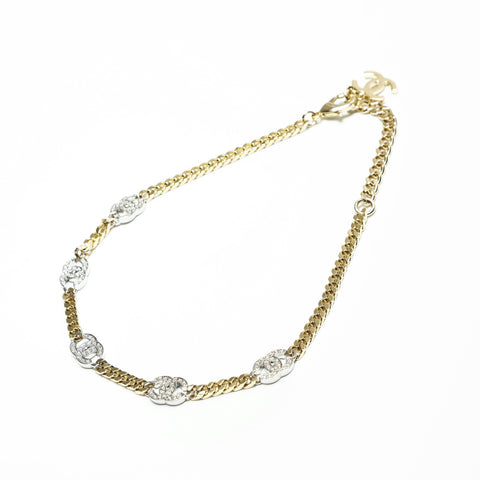 CHANEL B21A COCO Mark Rhinestone Chain 2021 Choker Necklace gold WS23928