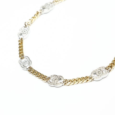 CHANEL B21A COCO Mark Rhinestone Chain 2021 Choker Necklace gold WS23928