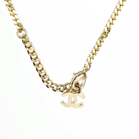 CHANEL B21A COCO Mark Rhinestone Chain 2021 Choker Necklace gold WS23928