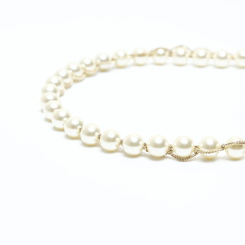 CHANEL F19C 2019 Pearl COCO Mark Necklace white WS23929