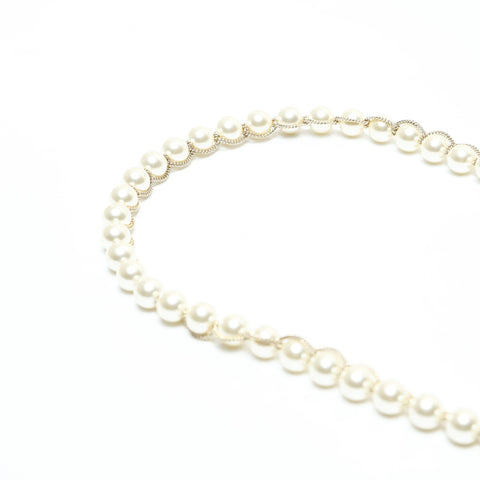 CHANEL F19C 2019 Pearl COCO Mark Necklace white WS23929