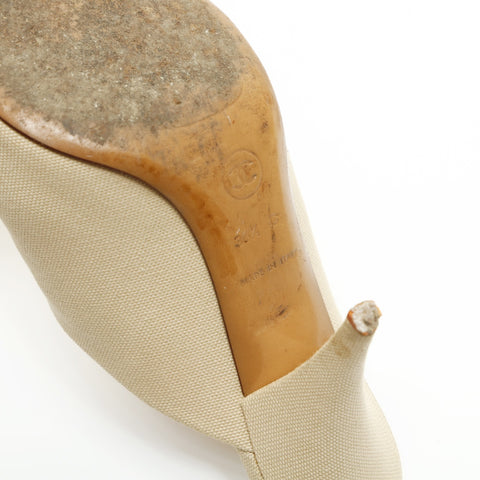 CHANEL Canvas sandals with heels, COCO Mark, size 36 1/2 pumps beige WS23931