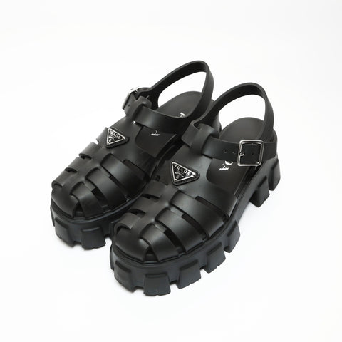 PRADA PRADA Monolith Rubber Platform Shoes with Triangle Logo, Size 36 (9.1