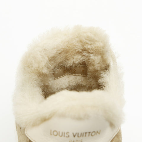 LOUIS VUITTON Time Out Line Suede Mouton Low-Cut Size: 35 1/2 8.9" sneakers beige WS23934