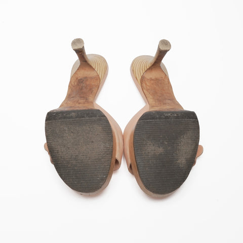 CHANEL Leather Wood COCO Mark 36 9.1" pumps leather pink WS23935