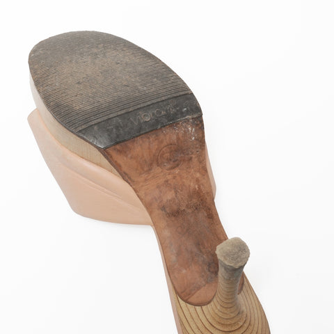 CHANEL Leather Wood COCO Mark 36 9.1" pumps leather pink WS23935