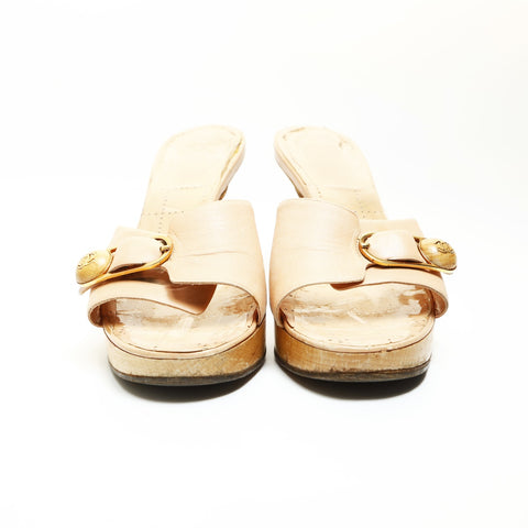 CHANEL Leather Wood COCO Mark 36 9.1" pumps pink WS23935