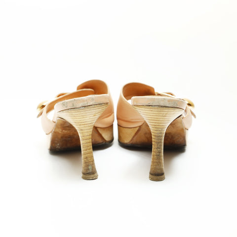 CHANEL Leather Wood COCO Mark 36 9.1" pumps pink WS23935