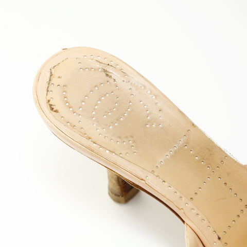 CHANEL Leather Wood COCO Mark 36 9.1" pumps pink WS23935