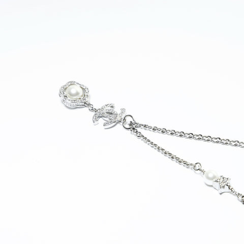 CHANEL C24V 2024 COCO Mark Rhinestone Star Necklace Silver WS23941