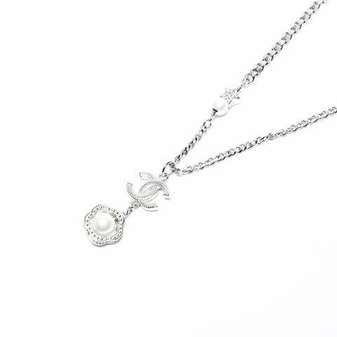 CHANEL C24V 2024 COCO Mark Rhinestone Star Necklace Silver WS23941