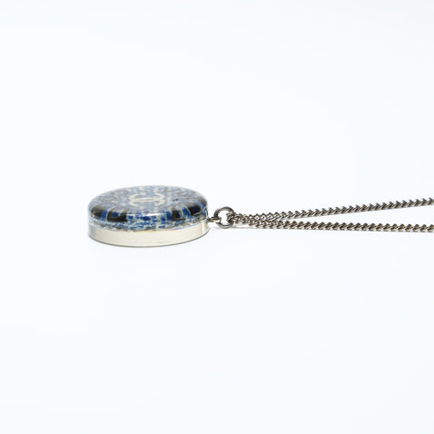 CHANEL 15S 2015 Tweed COCO Mark Necklace Silver WS23942