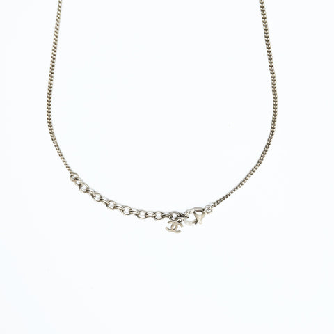 CHANEL 15S 2015 Tweed COCO Mark Necklace Silver WS23942