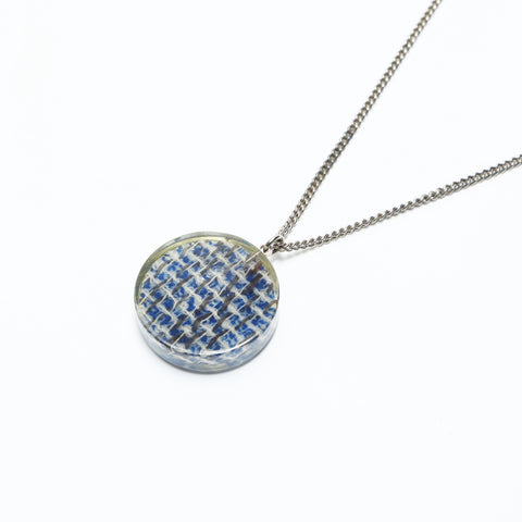 CHANEL 15S 2015 Tweed COCO Mark Necklace Silver WS23942
