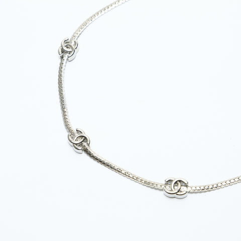 CHANEL B24C COCO Mark Necklace Silver WS23943