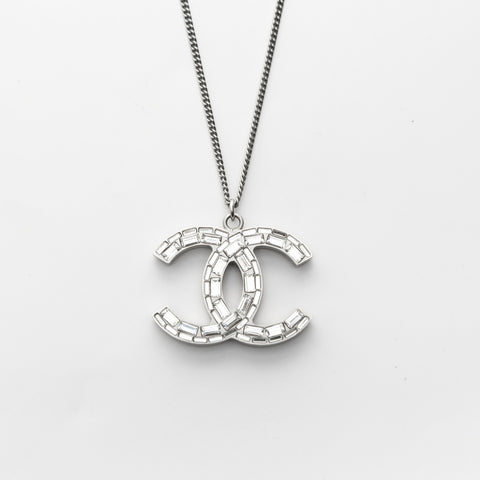 CHANEL B11P 2011 COCO Mark Necklace Silver WS23944