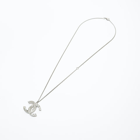 CHANEL B11P 2011 COCO Mark Necklace Silver WS23944