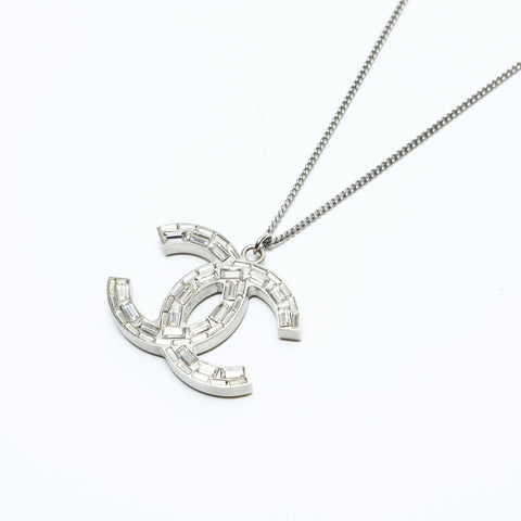CHANEL B11P 2011 COCO Mark Necklace Silver WS23944