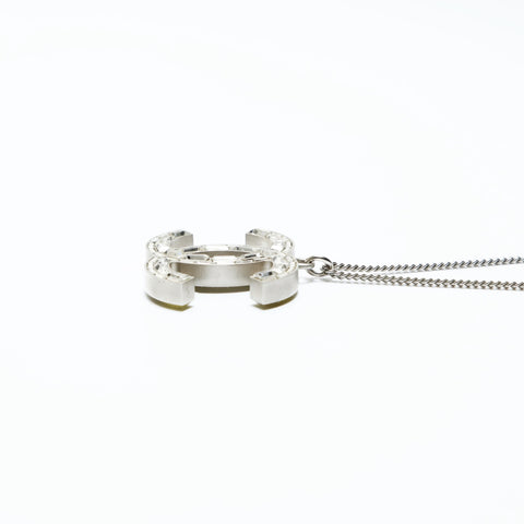 CHANEL B11P 2011 COCO Mark Necklace Silver WS23944