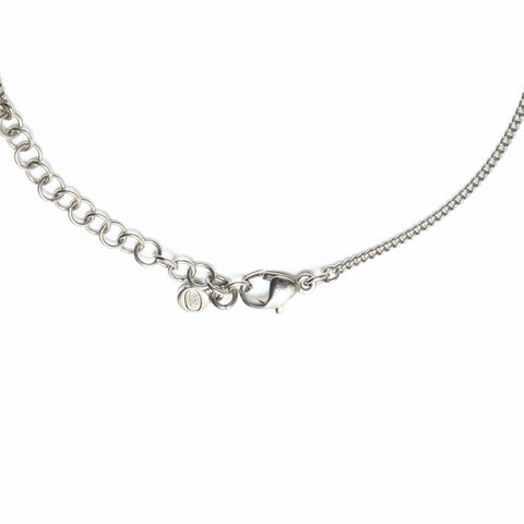 CHANEL 10V 2010 Rhinestone COCO Mark Necklace Silver WS23948