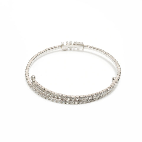 Miu Miu Rhinestone logo choker Necklace Silver WS23954