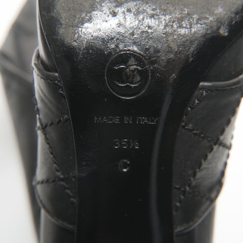 CHANEL Leather Long 35.5 boots black WS23956