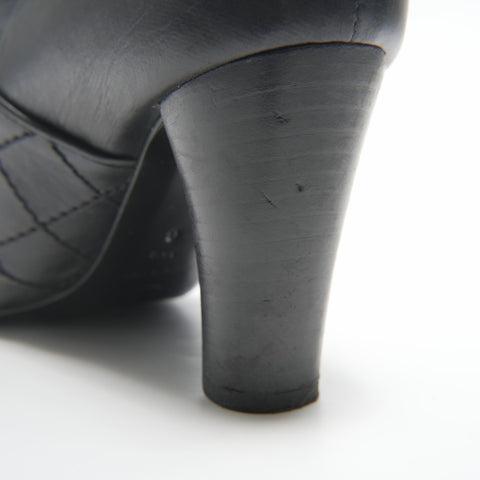 CHANEL Leather Long 35.5 boots black WS23956