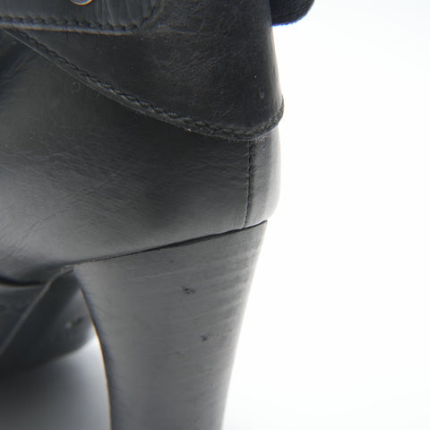 CHANEL Leather Long 35.5 boots black WS23956