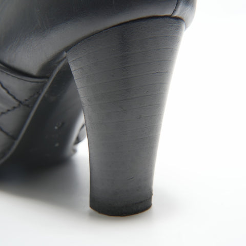 CHANEL Leather Long 35.5 boots black WS23956