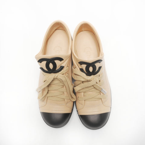 CHANEL COCO Mark Leather Low-Cut Size Unknown sneakers beige WS23957