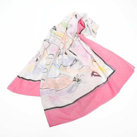 CHANEL Large cotton scarf pink WS23958