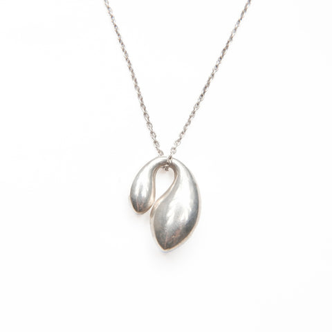 TIFFANY&Co. 925 Double Teardrop Necklace Silver WS23963