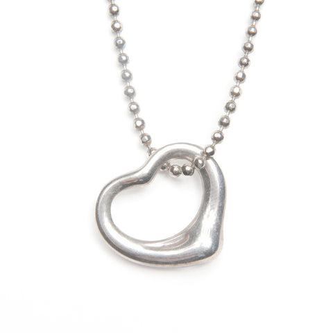 TIFFANY&Co. 925 Open Heart Ball Chain Necklace Silver WS23975