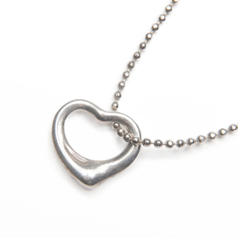 TIFFANY&Co. 925 Open Heart Ball Chain Necklace Silver WS23975