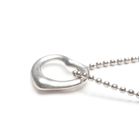 TIFFANY&Co. 925 Open Heart Ball Chain Necklace Silver WS23975