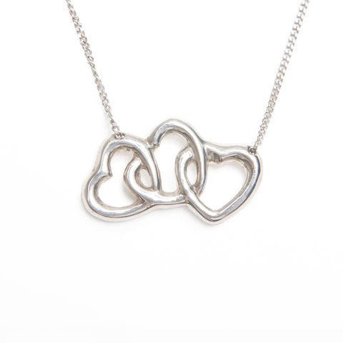 TIFFANY&Co. 925 Triple Heart Necklace Silver WS24000