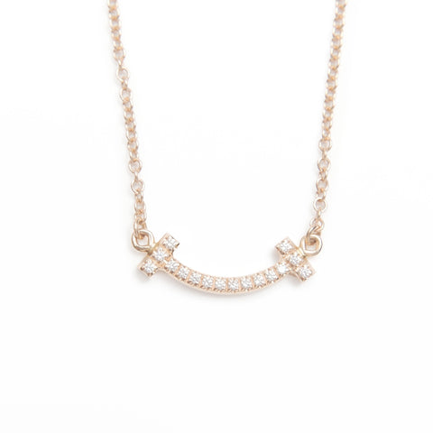 TIFFANY&Co. T Smile Diamond Au750 PG Pink Gold Necklace gold WS24016