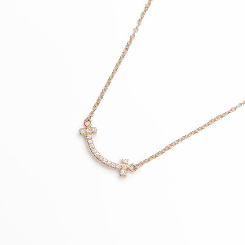 TIFFANY&Co. T Smile Diamond Au750 PG Pink Gold Necklace gold WS24016