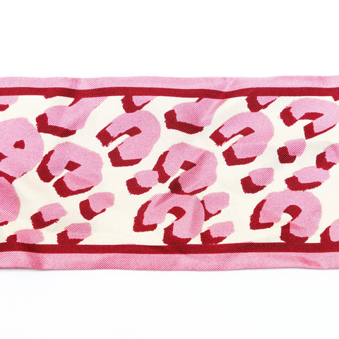 LOUIS VUITTON 100% Silk Bandeau Scarf with Ribbon, Leopard Print scarf pink WS24039