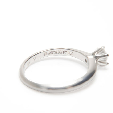 TIFFANY&Co. PT950 Platinum Diamond Classic Solitaire 0.31 Carat Ring Silver WS24057