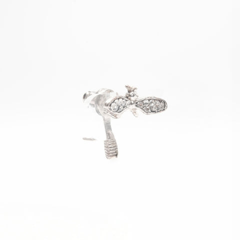 Christian Dior Bee rhinestone single ear Pierce Silver WS24059