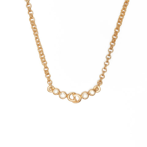 Christian Dior CD logo rhinestone Necklace gold WS24060