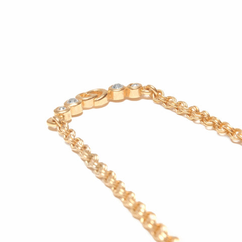 Christian Dior CD logo rhinestone Necklace gold WS24060