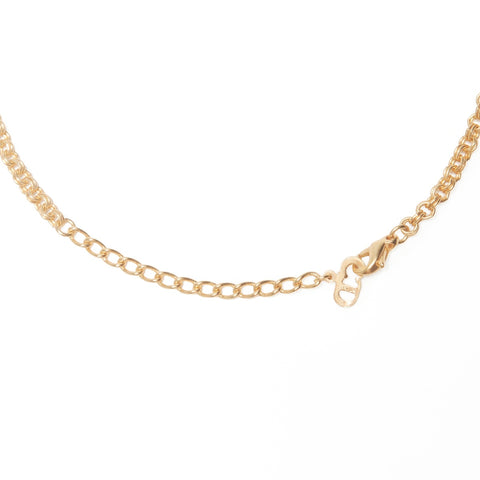 Christian Dior CD logo rhinestone Necklace gold WS24060