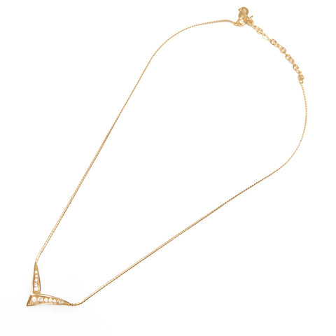 Christian Dior Rhinestone Necklace gold WS24062