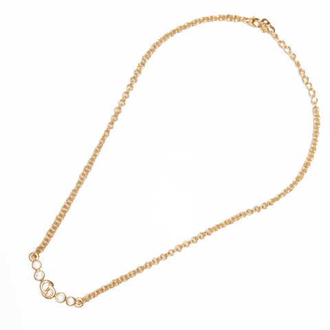 Christian Dior CD logo rhinestone Necklace gold WS24064