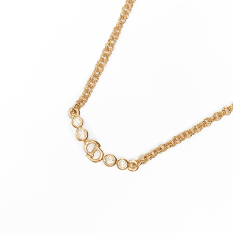 Christian Dior CD logo rhinestone Necklace gold WS24064