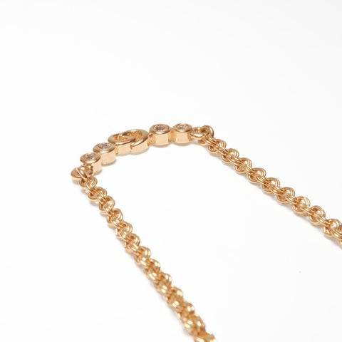 Christian Dior CD logo rhinestone Necklace gold WS24064