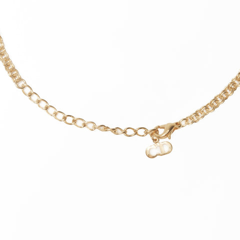 Christian Dior CD logo rhinestone Necklace gold WS24064