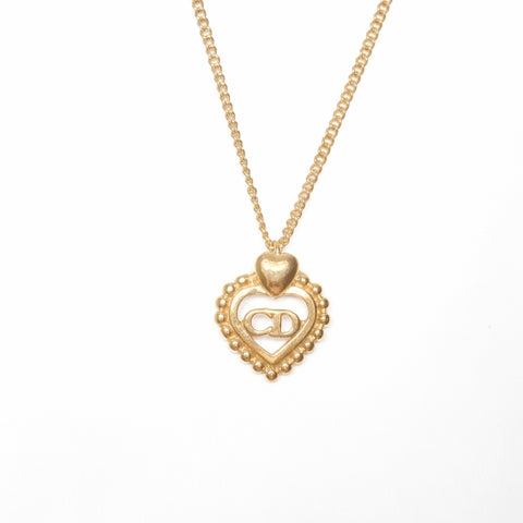 Christian Dior CD 标志心形项链 金色 WS24065